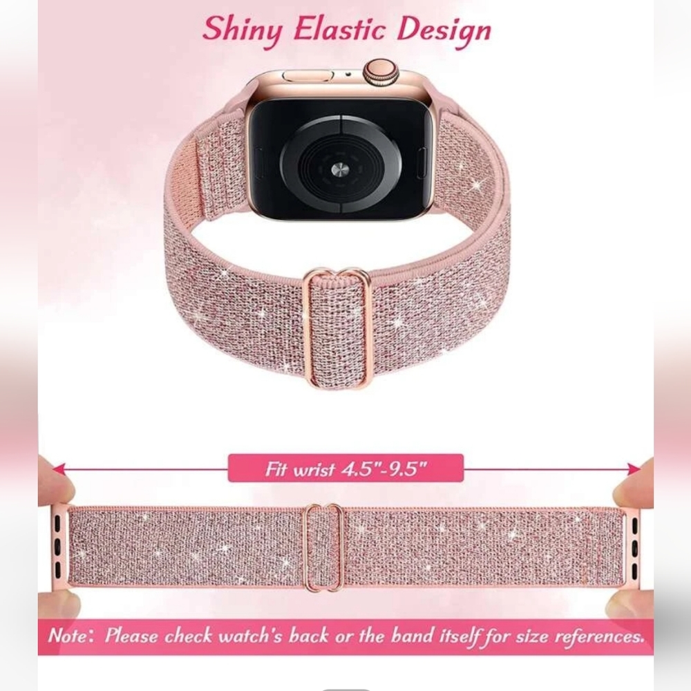 Sparkly Elastic Universal Smart Watch Band | Pink Glitter Stretch Strap